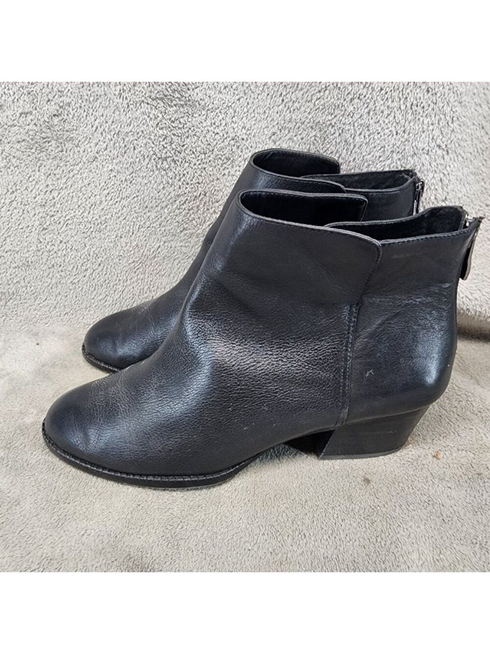 Antonio Melani Shoes Womens 9.5 Black Leather Zip Heel Ankle Boots *Read*